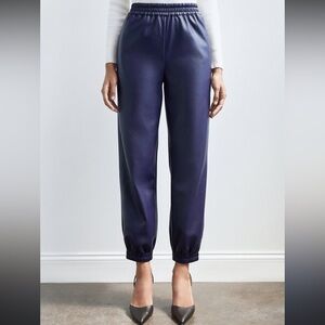 Babaton Aritzia Women’s Zedel Pant Deep Navy Blue Leather Joggers Size 1X